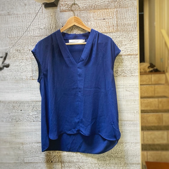 Contemporaine | V-Neck Blouse - M, Blue - Picture 1 of 8